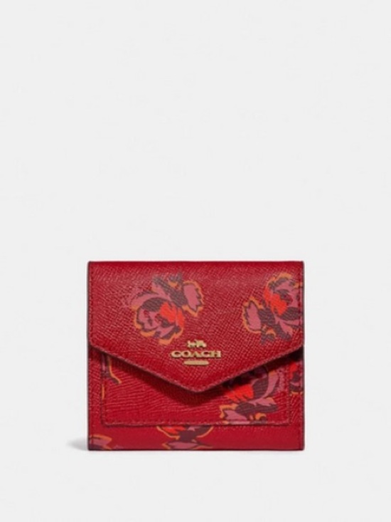 Coach Handbags - COACH Red Floral Compact Envelope Wallet